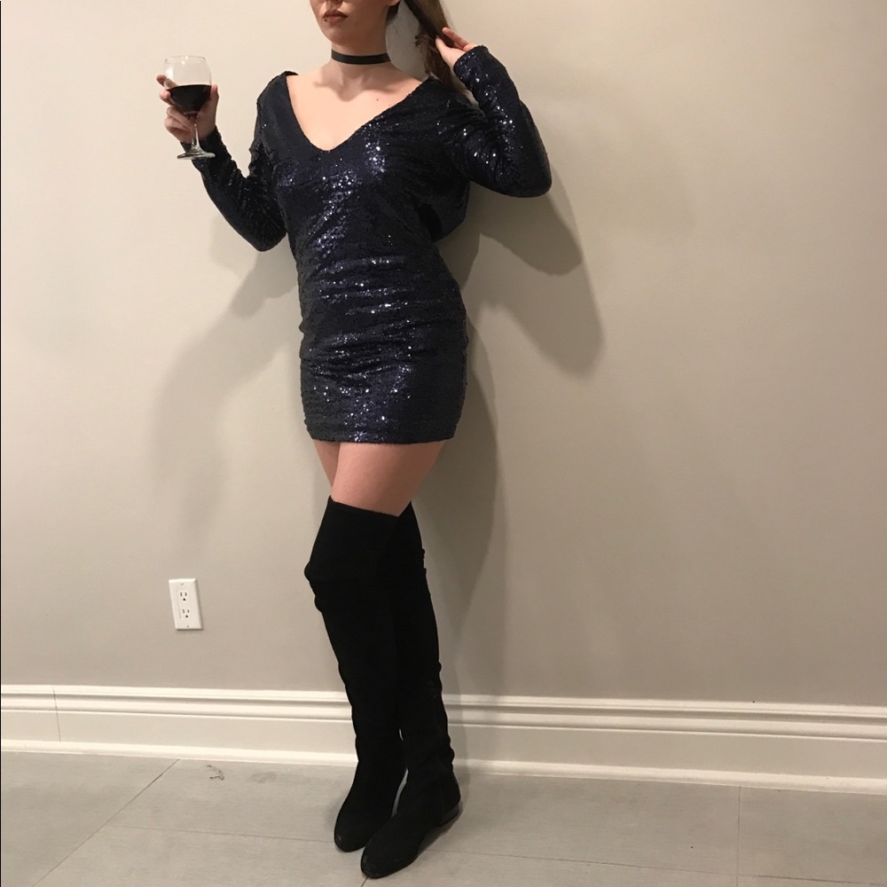 Navy Sequin Dress